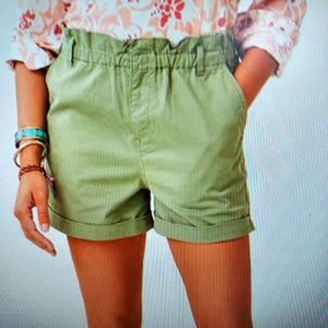 Carve : Journey Twill Short with a Paperbag Waist. Muted Olive color.